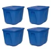 HOMZ 10-Gallon Stackable And Nestable Heavy Duty Plastic Storage Container Organizer Bin With 4 Way Handles, Capri Blue (8 Pack)