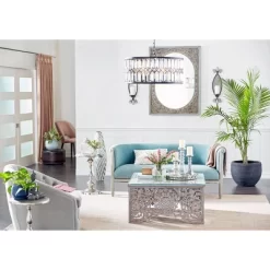 Metal Crystal Embellishments 6 Light Chandelier With Link Style Chain Black - Olivia & May -Home Series Shop GUEST 8fb4eb1c b292 405e 80ce 4daa454ba7f0