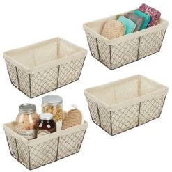MDesign Medium Chicken Wire Storage Basket, Fabric Liner -Home Series Shop GUEST 8ffb7b12 a2e7 42dd 9b04 b4e5e999b490