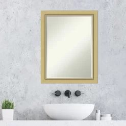 Amanti Art Landon Gold Narrow Petite Bevel Bathroom Wall Mirror 27.5 X 21.5 In. -Home Series Shop GUEST 9053f7a5 44d2 43c3 a54d b1bcda319076