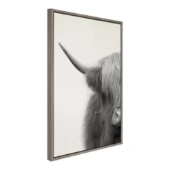 23" X 33" Sylvie Highland Cow Crop Framed Canvas Wall Art By The Creative Bunch Studio Gray - Kate And Laurel