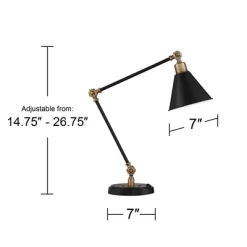 360 Lighting Modern Industrial Desk Table Lamp With USB Charging Port Adjustable 26.75" High Black Antique Brass For Bedroom Bedside Office -Home Series Shop GUEST 91d42d2e ec94 4163 8b05 f79768e06f5e