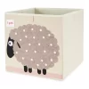 3 Sprouts Kids Childrens 13 Inch Square Felt Green Dragon Foldable Storage Cube Bin With Polka Dot Sheep Fabric Storage Cube Bin