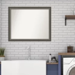 31" X 25" Non-Beveled Domus Wood Bathroom Wall Mirror Dark Silver - Amanti Art -Home Series Shop GUEST 923ebd60 0b3a 463c b4ec 32a8548d7868