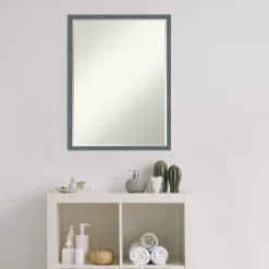 Amanti Art Dixie Blue Grey Rustic Narrow Petite Bevel Wood Bathroom Wall Mirror 25 X 19 In. -Home Series Shop GUEST 92af35fc c4a7 48a4 9134 ad044355a773