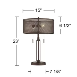 Franklin Iron Works Dayn Industrial Accent Table Lamps Set Of 2 23" High Bronze Metal LED Mesh Shade For Bedroom Living Room Bedside Nightstand Office -Home Series Shop GUEST 93220b39 0afb 47f5 8735 5e825ce50ef6