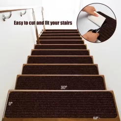 Costway 15 PCS Slip-resistant Stair Mats 30'' X 8'' Non-Slip Stair Treads Carpet