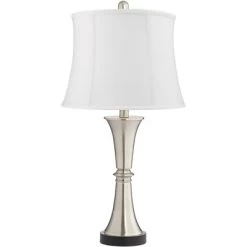 360 Lighting Seymore Modern Table Lamps 26" High Set Of 2 White Softback With USB Charging Port LED Touch On Off Silver Drum Shade For Bedroom Desk -Home Series Shop GUEST 9456f6ec c368 45ae 84a3 1ddf157ba4d6