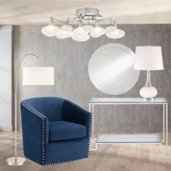 360 Lighting Serrena Modern Accent Table Lamp 23" High White Glass Brushed Nickel Metal With Nightlight Drum Shade For Bedroom Living Room House Home -Home Series Shop GUEST 9509894d 9834 4254 97d0 c85cccf24dbe