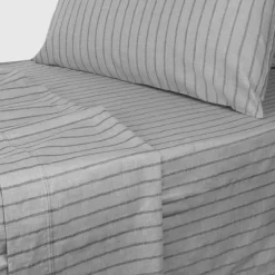 Twin Printed Pattern Peached Cotton Percale Melange Sheet Set Pin Stripe - Macaron -Home Series Shop GUEST 950b8c95 a20d 4841 adc4 4e1bdf458294