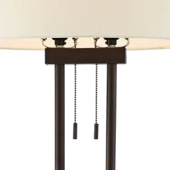 Franklin Iron Works Roscoe Modern Floor Lamp Standing 62" Tall Oil Rubbed Bronze Twin Pole White Drum Shade For Living Room Bedroom Office House Home -Home Series Shop GUEST 95c524af 11eb 41de b8a7 b3eef98a7c88