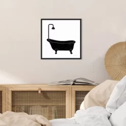 16" X 16" Bathroom Puns II No Words By Becky Thorns Framed Canvas Wall Art Black - Amanti Art -Home Series Shop GUEST 972e80c4 c35f 40ca b80a 353c605b2924