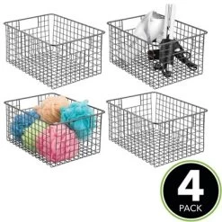 MDesign Bath Metal Storage Organizer Basket - 4 Pack -Home Series Shop GUEST 97a39687 8f74 4597 86f3 0d7eac9c5264