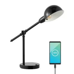 20.25" Curtis Vintage Industrial Iron Adjustable Dome Shade Task Lamp With USB Charging Port (Includes LED Light Bulb) - JONATHAN Y -Home Series Shop GUEST 98976e9c a5ad 4fb0 89dc 590da9194f27