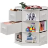 Corner Cubby Storage Unit With Four Reversible Baskets - White