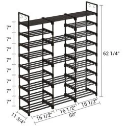 WOWLIVE 9-Tier Large Stackable Metal Shoe Rack Shelf Storage Tower Unit Cabinet Organizer For Closets, Fits 50 To 55 Pairs, Black -Home Series Shop GUEST 998fbb00 f3c7 435d a65b 9409da589c38