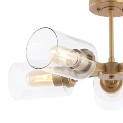 21.5" LED 5-Light Jaynie Industrial Iron Cylinder Pendant Gold/Clear - JONATHAN Y -Home Series Shop GUEST 9a0d6345 6a8c 4741 9db1 498f769fe68d