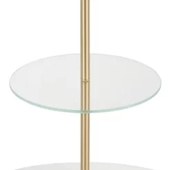 Chloe Contemporary Shelf Floor Lamp With Marble Base/Glass Shelf And Linen Shade White (Includes LED Light Bulb) - LumiSource -Home Series Shop GUEST 9a8ef1cd e902 46e5 8b06 fd9b04b4f537
