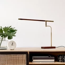 LED Barrett Desk Lamp Walnut/Brass (Includes LED Light Bulb) - Adesso