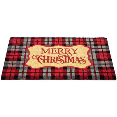 Northlight Red And Black Plaid "Merry Christmas" Rectangular Doormat 18" X 30" 3 Northlight Red And Black Plaid "Merry Christmas" Rectangular Doormat 18" X 30" - Image 3