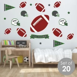 Big Dot Of Happiness End Zone - Football - Peel And Stick Sports Decor Vinyl Wall Art Stickers - Wall Decals - Set Of 20