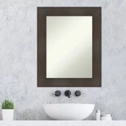 24" X 30" Non-Beveled William Rustic Woodgrain Bathroom Wall Mirror - Amanti Art -Home Series Shop GUEST 9e91d76a ebc3 43d1 b714 deab7c2e0612