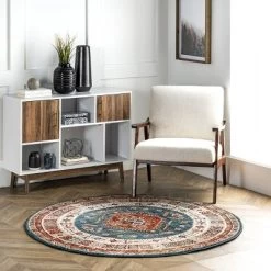 NuLOOM Qiana Emblem Fringe Area Rug