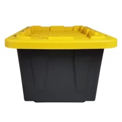 Homz 15-Gallon Durabilt Plastic Stackable Storage Organizer Container W/Snap Lid And Hasps For Tie-Down Straps Or Locks, Black/Yellow (2 Pack) -Home Series Shop GUEST a0c86e28 e362 49a3 9158 559b5b48251a