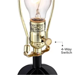 360 Lighting Marcel Industrial Table Lamps 24 1/4" High Set Of 2 With USB Charging Port And Nightlight LED Black Drum Shade For Bedroom Bedside Desk -Home Series Shop GUEST a2307e8f 3faf 448c a0fd 7ffba43a7510