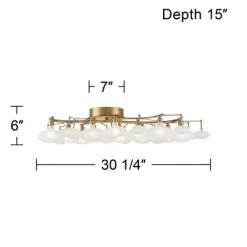 Possini Euro Design Lilypad Modern Ceiling Light Semi Flush Mount Fixture 30 1/4" Wide Warm Brass 12-Light Frosted Glass Shade For Bedroom Living Room -Home Series Shop GUEST a233a009 bd72 44f5 9f48 3c2effe14b0b