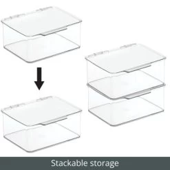 MDesign Plastic Craft Room Storage Organizer Box With Hinged Lid, 8 Pack, Clear -Home Series Shop GUEST a2bd509b 4a1c 4581 a69a 10461dee7744