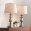 Regency Hill Regency Traditional Table Lamps 26 1/2" High Set Of 2 Beige Washed Fabric Tapered Drum Shade For Bedroom Living Room Bedside Nightstand