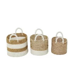 Set Of 3 Seagrass Storage Baskets Brown/White - Olivia & May -Home Series Shop GUEST a54662af 38c4 4cbb 8539 3d19d894ceb1