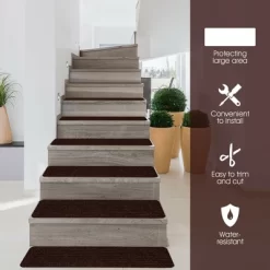 Costway 15 PCS Slip-resistant Stair Mats 30'' X 8'' Non-Slip Stair Treads Carpet -Home Series Shop GUEST a7089e1a 5b85 4d45 a5a3 d8105eda8085