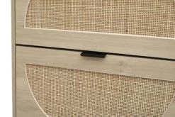 Ari 63.9" H Modern Space-Saving Shoe Rack Storage Cabinet With Rattan And Mirror Doors For 24 Pairs And 4 Flip Down Drawers -Maison Boucle -Home Series Shop GUEST a7367174 e6ca 425b 8406 17afb36cca21