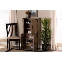 4 Door Cyrille Wood Shoe Cabinet Brown - Baxton Studio -Home Series Shop GUEST a80f24ef 44cb 4c8c 95c5 8d24a5e2e2d8