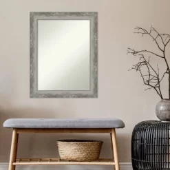 23" X 29" Non-Beveled Waveline Silver Narrow Bathroom Wall Mirror - Amanti Art -Home Series Shop GUEST aa0d10ff d425 46bb b437 9e912173851a
