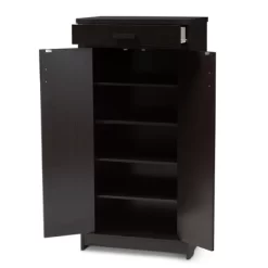 Bienna Modern And Contemporary Finished Shoe Cabinet Dark Brown - Baxton Studio