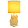 12.8" Contemporary Ceramic Owl Bedside Table Lamp With Matching Fabric Shade Yellow - Simple Designs