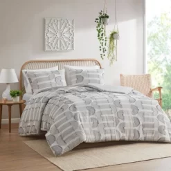 Intelligent Design Esther Clip Jacquard Duvet Cover Set Gray -Home Series Shop GUEST accd18ba a234 4cf8 8be0 f49a320546fc