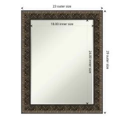 Amanti Art Intaglio Embossed Black Petite Bevel Wood Bathroom Wall Mirror 28.5 X 22.5 In. -Home Series Shop GUEST add53ef7 5586 4b70 9931 aa52a4660ea4