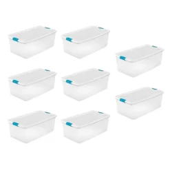 Sterilite Storage System Solution With 106 Quart Clear Stackable Storage Box Organization Containers With White Latching Lid -Home Series Shop GUEST aef6139e 8e24 4669 917b a887d846d029