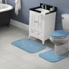 3pc Washable Nylon Bathroom Rug Set Blue - Garland Rug