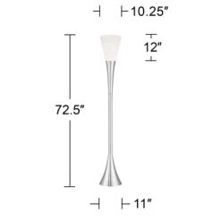 Possini Euro Design Piazza Modern Torchiere Floor Lamp 72 1/2" Tall Brushed Nickel Metal Frosted White Glass Shade For Living Room Bedroom Office Home -Home Series Shop GUEST b0bb1c55 87f2 48b0 8824 8d3003b83b64