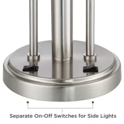 Possini Euro Design Wagner Modern Table Lamp 29 3/4" Tall Brushed Nickel With USB Charging Port And LED Gooseneck Lights White Shade For Living Room -Home Series Shop GUEST b0c86ab6 cad2 4dff 9a04 ec5f2827a6cb