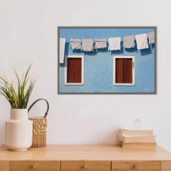 23" X 16" Hanging Laundry Along Wall By Brenda Tharp Danita Delimont Framed Canvas Wall Art Blue - Amanti Art -Home Series Shop GUEST b20649a9 7fba 4d02 af4d d13fe3f2b1de