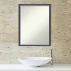 20" X 26" Non-Beveled Eva Thin Bathroom Wall Mirror Black - Amanti Art -Home Series Shop GUEST b2fb3067 b9d4 436a b327 35f69628390f