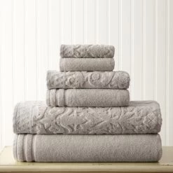 Modern Threads Damask Jacquard 6 Piece Towel Set With Embellished Border. -Home Series Shop GUEST b30b4841 1ce2 4798 ad37 59c6dd2195e2
