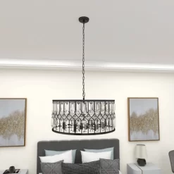 Metal Crystal Embellishments 6 Light Chandelier With Link Style Chain Black - Olivia & May -Home Series Shop GUEST b4003e5c 93b8 4d36 84c4 875310a98e5c