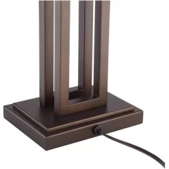 Possini Euro Design Gossard Modern Industrial Table Lamp 30" Tall Bronze With USB Charging Port White Rectangular Shade For Bedroom Living Room Office -Home Series Shop GUEST b6784666 f9e5 4104 ba08 60412db3475f